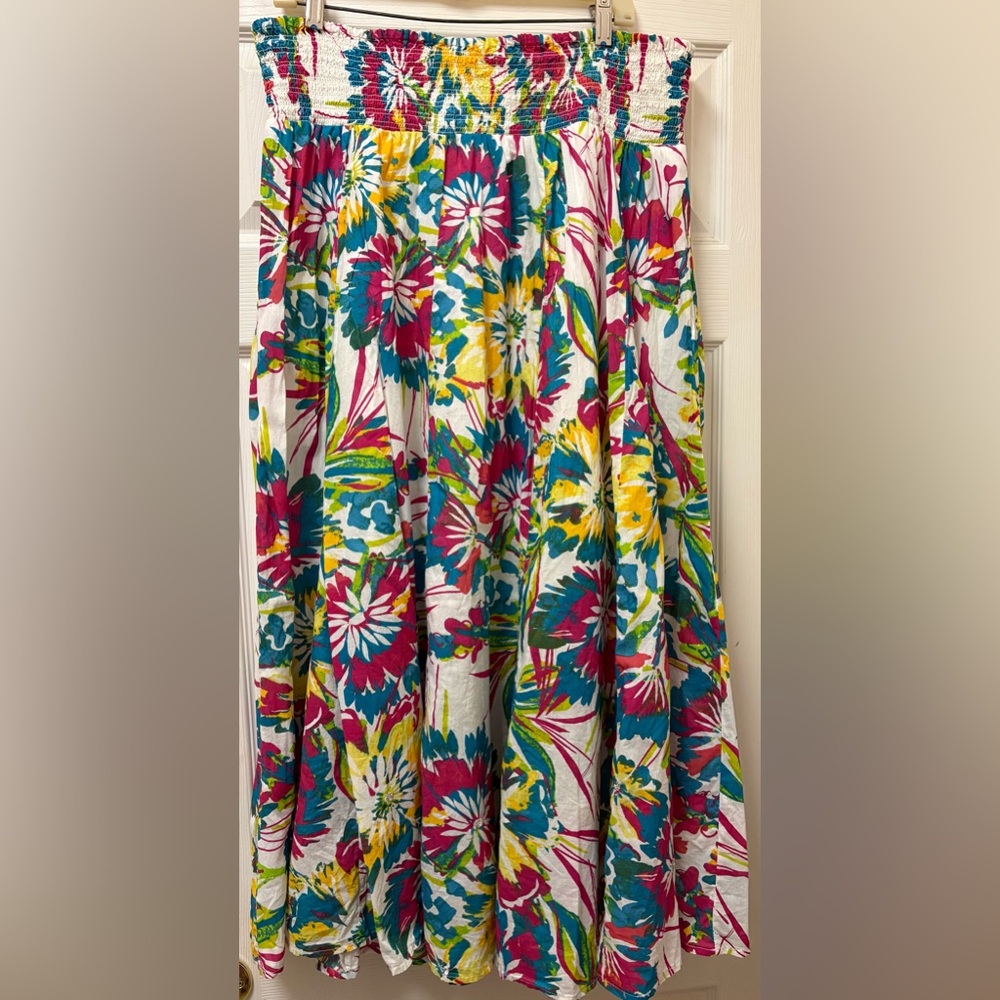 Lane Bryant size 18/20 Colorful Floral Skirt with wide elastic ruched band